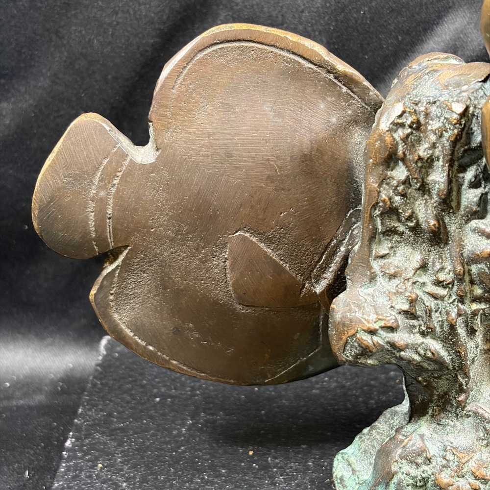 Vintage Bronze Angel Fish Sculpture Tropical Sea Life Coral Reef Verdigris 6x8 - Picture 13 of 15